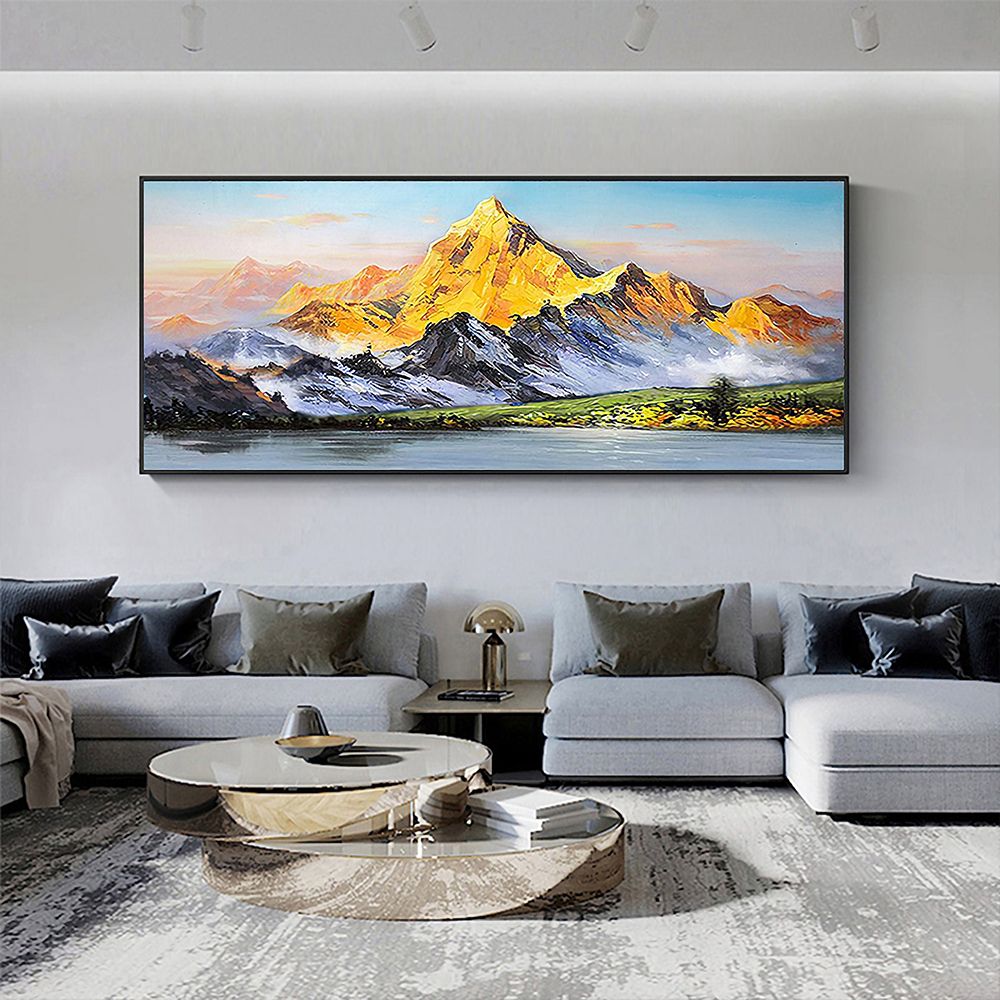 Hand Painted Oil Painting Large Landscape Oil Painting Original Mountain Canvas Painting Abstract Painting Modern Art Acrylic Painting Living Room Hallway Bedroom Luxurious Decorative Painting - Comfortable Living Decor
