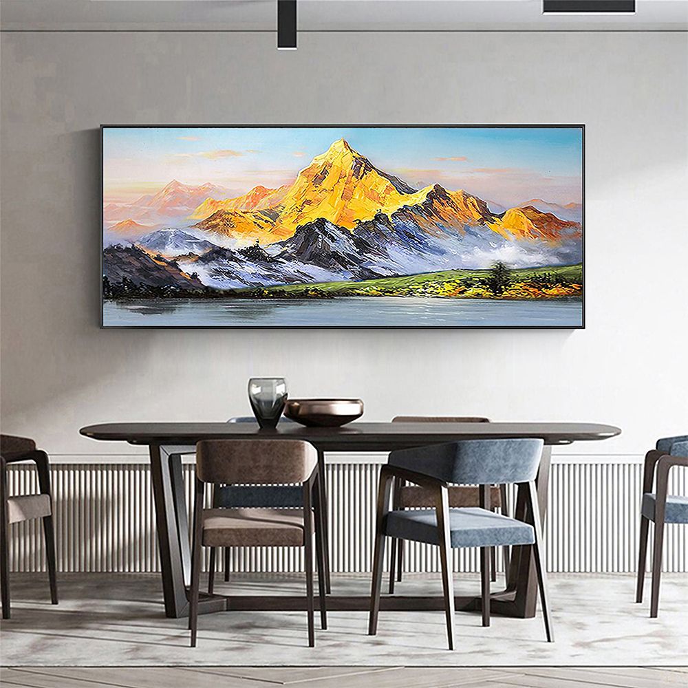 Hand Painted Oil Painting Large Landscape Oil Painting Original Mountain Canvas Painting Abstract Painting Modern Art Acrylic Painting Living Room Hallway Bedroom Luxurious Decorative Painting - Comfortable Living Decor