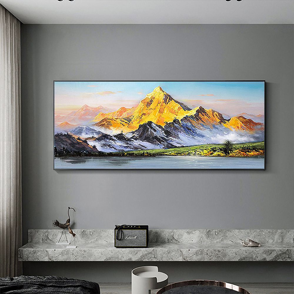 Hand Painted Oil Painting Large Landscape Oil Painting Original Mountain Canvas Painting Abstract Painting Modern Art Acrylic Painting Living Room Hallway Bedroom Luxurious Decorative Painting - Comfortable Living Decor