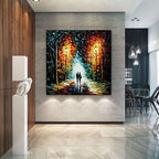 Hand Painted Oil Painting Original Romantic Cityscape Oil Painting On Canvas Large Wall Art Abstract Colorful Forest Painting Custom Tree Painting Bedroom Home Decor - Comfortable Living Decor