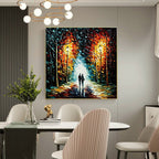 Hand Painted Oil Painting Original Romantic Cityscape Oil Painting On Canvas Large Wall Art Abstract Colorful Forest Painting Custom Tree Painting Bedroom Home Decor - Comfortable Living Decor