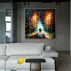 Hand Painted Oil Painting Original Romantic Cityscape Oil Painting On Canvas Large Wall Art Abstract Colorful Forest Painting Custom Tree Painting Bedroom Home Decor - Comfortable Living Decor