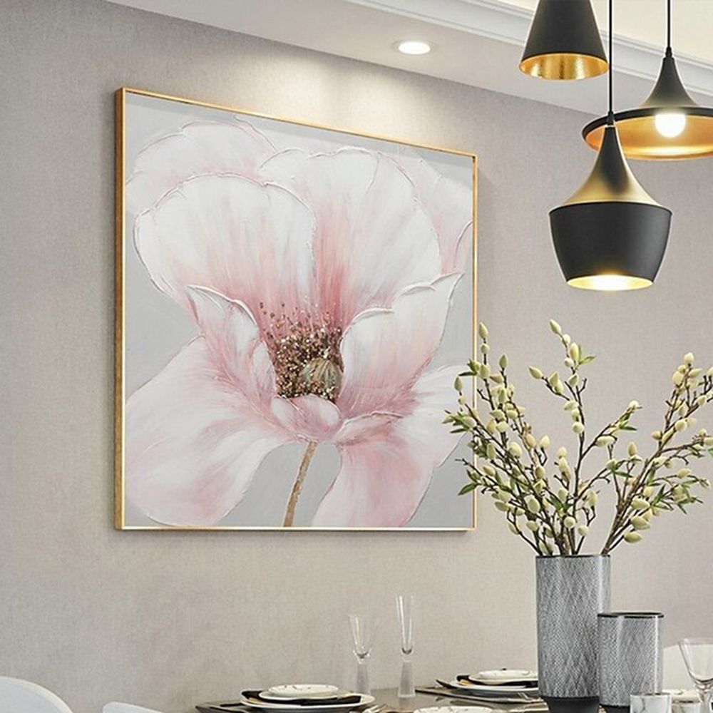 Hand Painted Oil Painting Pink flower Rosebush On Canvas Living Room Hallway Bedroom Luxurious Decorative Painting - Comfortable Living Decor