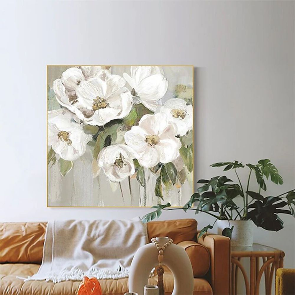 Hand Painted Oil Painting Wall Art Flower Modern Abstract Living Room Hallway Bedroom Luxurious Decorative Painting - Comfortable Living Decor