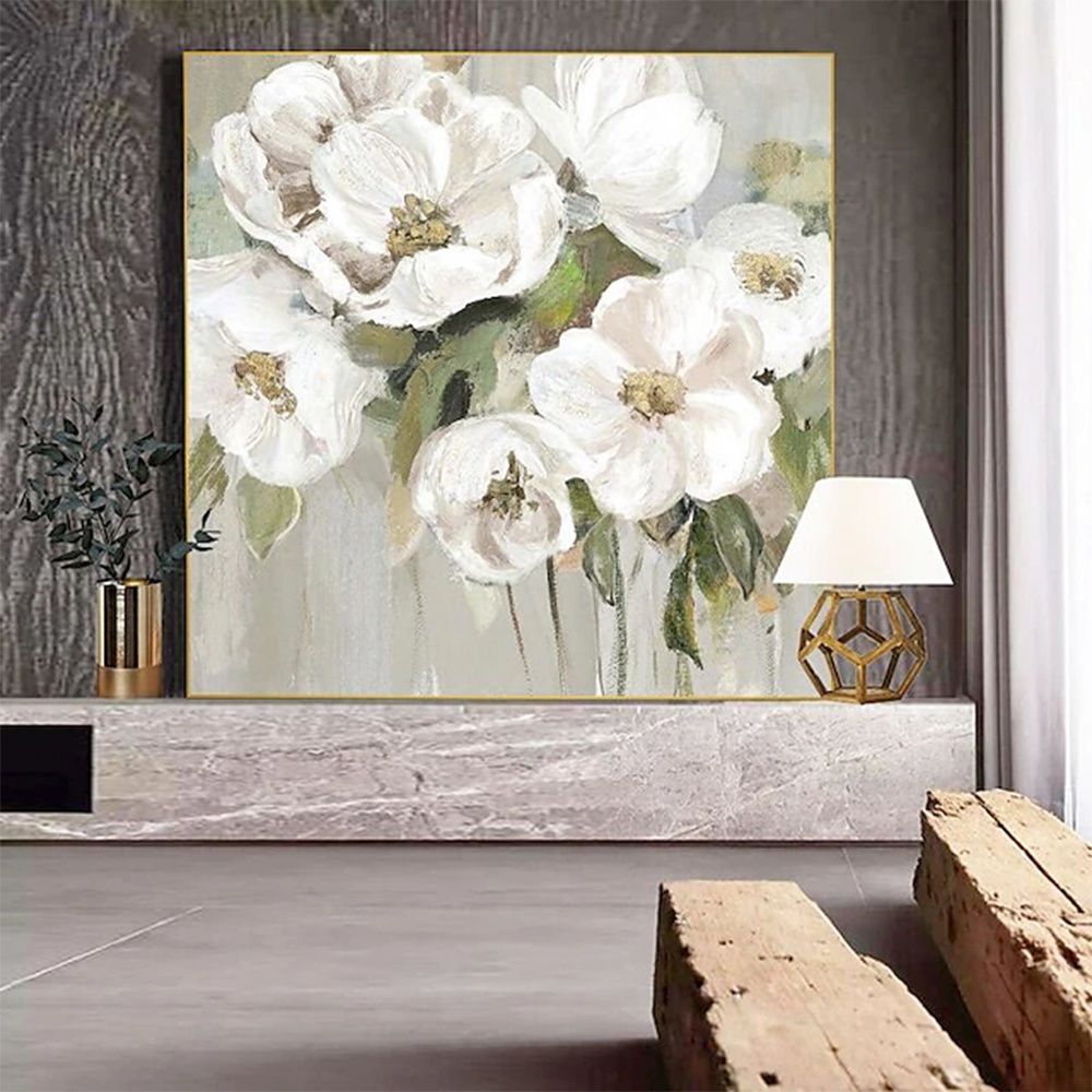 Hand Painted Oil Painting Wall Art Flower Modern Abstract Living Room Hallway Bedroom Luxurious Decorative Painting - Comfortable Living Decor
