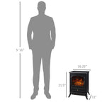 HOMCOM 22" Electric Fireplace Heater, Freestanding Fire Place Stove with Realistic LED Flames and Logs, and Overheating Protection, 750W/1500W, Black - Comfortable Living Decor