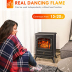 HOMCOM 22" Electric Fireplace Heater, Freestanding Fire Place Stove with Realistic LED Flames and Logs, and Overheating Protection, 750W/1500W, Black - Comfortable Living Decor