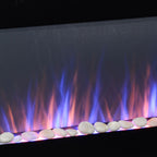 HOMCOM 41.3" 1500W Electric Wall - Mounted Fireplace with Flame Effect, 7 Color Background Light, Black - Comfortable Living Decor