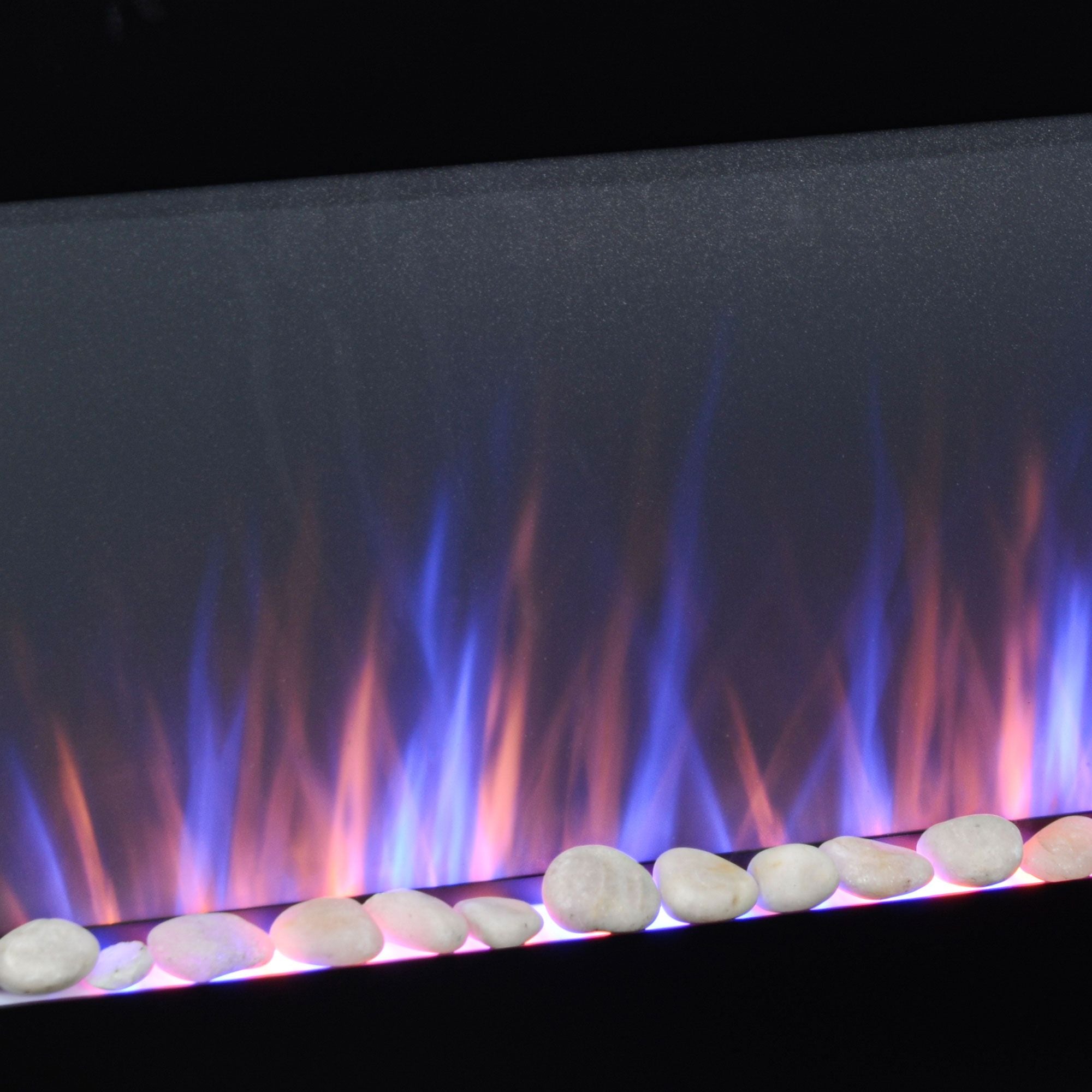 HOMCOM 41.3" 1500W Electric Wall - Mounted Fireplace with Flame Effect, 7 Color Background Light, Black - Comfortable Living Decor
