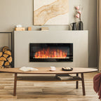 HOMCOM 41.3" 1500W Electric Wall - Mounted Fireplace with Flame Effect, 7 Color Background Light, Black - Comfortable Living Decor