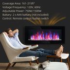 HOMCOM 41.3" 1500W Electric Wall - Mounted Fireplace with Flame Effect, 7 Color Background Light, Black - Comfortable Living Decor