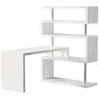 HOMCOM 5 Tier L - Shaped Desk 360° Rotating Design Office Desk with MDF Display Shelves Stainless Steel White - Comfortable Living Decor