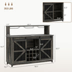 HOMCOM 55" Coffee Bar Cabinet with Lights, Farmhouse Wine Cabinet with Wine and Glass Racks for Kitchen, Dining Room, Brown - Comfortable Living Decor