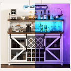 HOMCOM 55" Coffee Bar Cabinet with Lights, Farmhouse Wine Cabinet with Wine and Glass Racks for Kitchen, Dining Room, White - Comfortable Living Decor