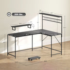 HOMCOM 61.6" L Shaped Gaming Desk with Power Outlets & LED Lights, Computer Desk with Monitor Stand and CPU Shelf, Black - Comfortable Living Decor