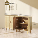 HOMCOM Bohemian Sideboard, 62.2" Buffet Cabinet with 4 Rattan Doors and Shelves for Living Room, Hallway, Natural - Comfortable Living Decor