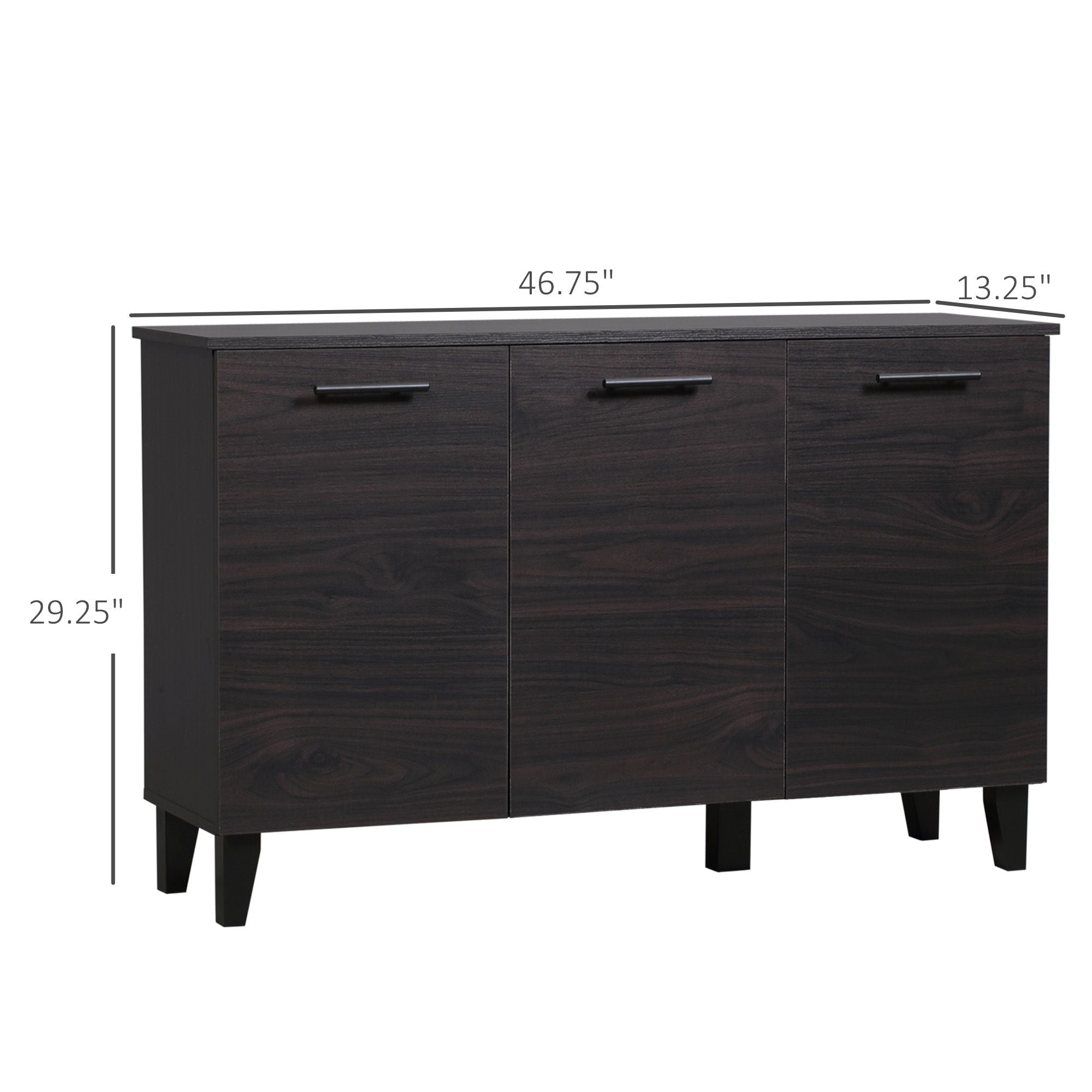 HOMCOM Buffet Cabinet Kitchen Sideboard Coffee Bar Dark Walnut Adjustable Shelf Dining Room - Comfortable Living Decor