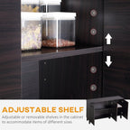 HOMCOM Buffet Cabinet Kitchen Sideboard Coffee Bar Dark Walnut Adjustable Shelf Dining Room - Comfortable Living Decor