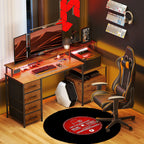 HOMCOM Computer Desk with Power Outlets and LED Lights, 67" Computer Table with File Cabinet and Fabric Drawers, Rustic Brown - Comfortable Living Decor