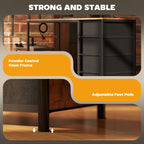 HOMCOM Computer Desk with Power Outlets and LED Lights, 67" Computer Table with File Cabinet and Fabric Drawers, Rustic Brown - Comfortable Living Decor