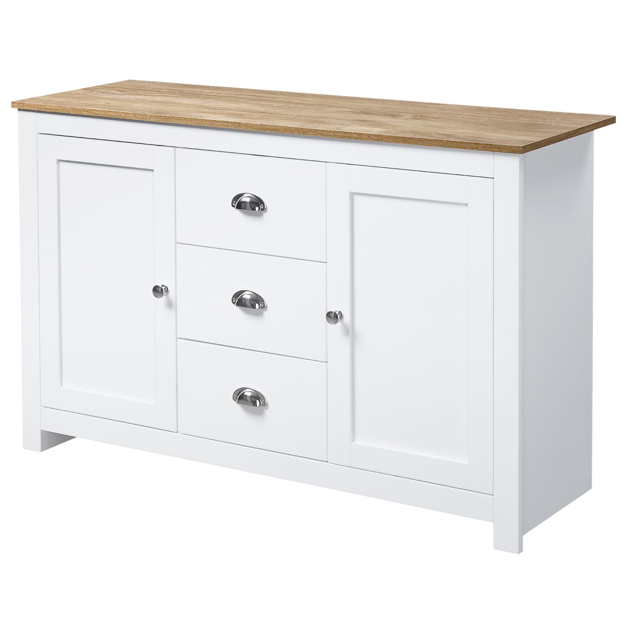HOMCOM Dining Buffet Sideboard Cabinet in White with Drawers Adjustable Shelves for Kitchen Storage - Comfortable Living Decor