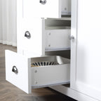 HOMCOM Dining Buffet Sideboard Cabinet in White with Drawers Adjustable Shelves for Kitchen Storage - Comfortable Living Decor