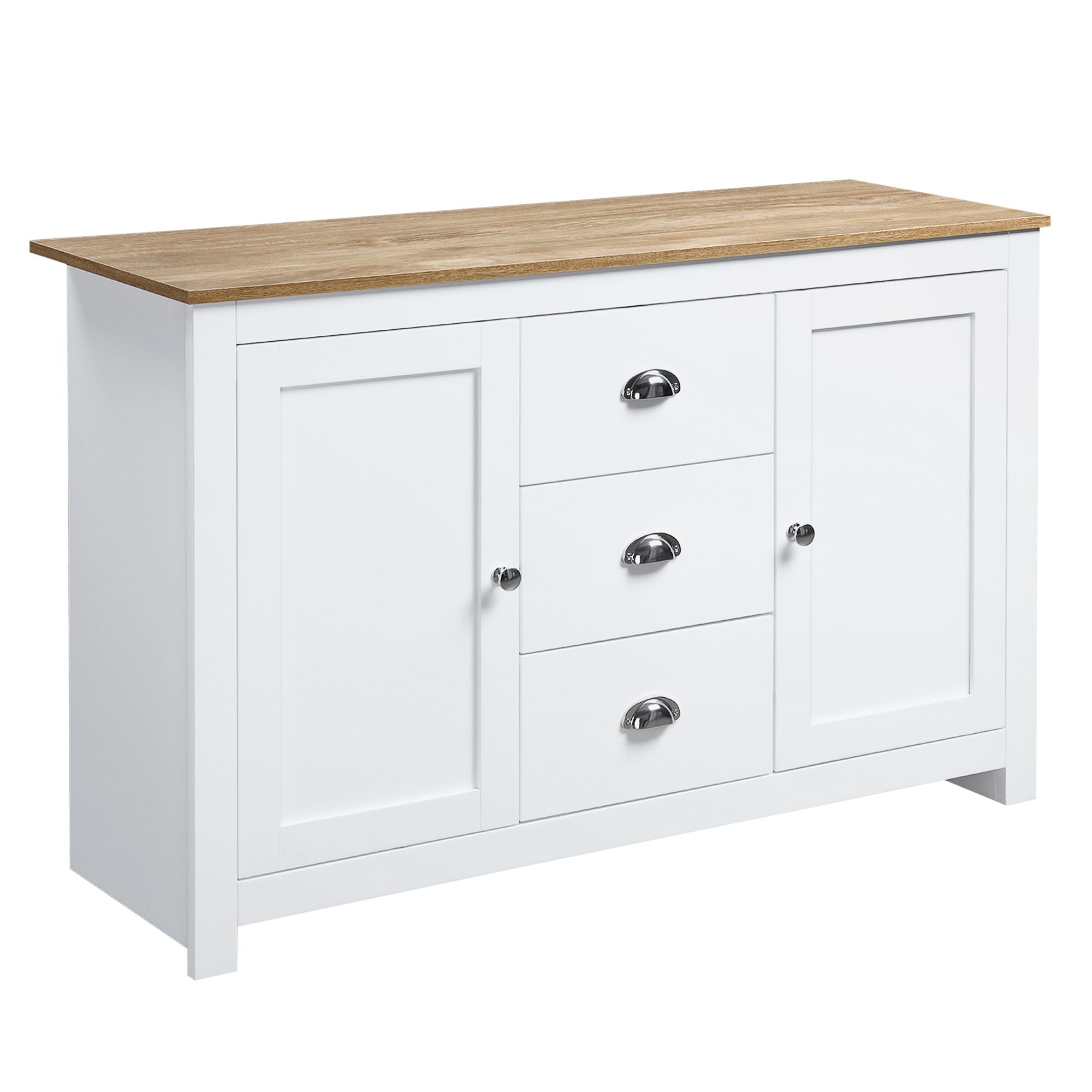 HOMCOM Dining Buffet Sideboard Cabinet in White with Drawers Adjustable Shelves for Kitchen Storage - Comfortable Living Decor