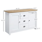 HOMCOM Dining Buffet Sideboard Cabinet in White with Drawers Adjustable Shelves for Kitchen Storage - Comfortable Living Decor