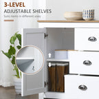 HOMCOM Dining Buffet Sideboard Cabinet in White with Drawers Adjustable Shelves for Kitchen Storage - Comfortable Living Decor