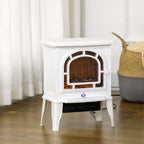 HOMCOM Electric Fireplace Stove, Freestanding Fireplace Heater with Realistic LED Flame, Overheat Protection, 750W/1500W, White - Comfortable Living Decor