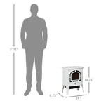 HOMCOM Electric Fireplace Stove, Freestanding Fireplace Heater with Realistic LED Flame, Overheat Protection, 750W/1500W, White - Comfortable Living Decor