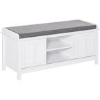 HOMCOM Entryway Shoe Storage Bench Ottoman Adjustable Shelf Padded Cushion Sliding Barn Door White for Hallway Living Room - Comfortable Living Decor