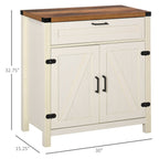HOMCOM Farmhouse Style White Wooden Sideboard Kitchen Buffet Cabinet with Drawer and Shelf - Comfortable Living Decor