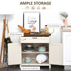 HOMCOM Farmhouse Style White Wooden Sideboard Kitchen Buffet Cabinet with Drawer and Shelf - Comfortable Living Decor