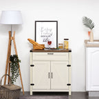 HOMCOM Farmhouse Style White Wooden Sideboard Kitchen Buffet Cabinet with Drawer and Shelf - Comfortable Living Decor