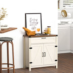 HOMCOM Farmhouse Style White Wooden Sideboard Kitchen Buffet Cabinet with Drawer and Shelf - Comfortable Living Decor