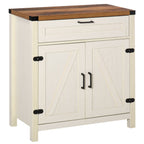 HOMCOM Farmhouse Style White Wooden Sideboard Kitchen Buffet Cabinet with Drawer and Shelf - Comfortable Living Decor