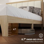 HOMCOM Full Bed Frame with Headboard Full Size Platform Bed Frame with Wooden Slats No Box Spring Needed Easy Assembly Oak - Comfortable Living Decor