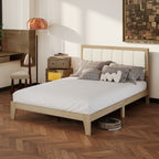 HOMCOM Full Bed Frame with Headboard Full Size Platform Bed Frame with Wooden Slats No Box Spring Needed Easy Assembly Oak - Comfortable Living Decor