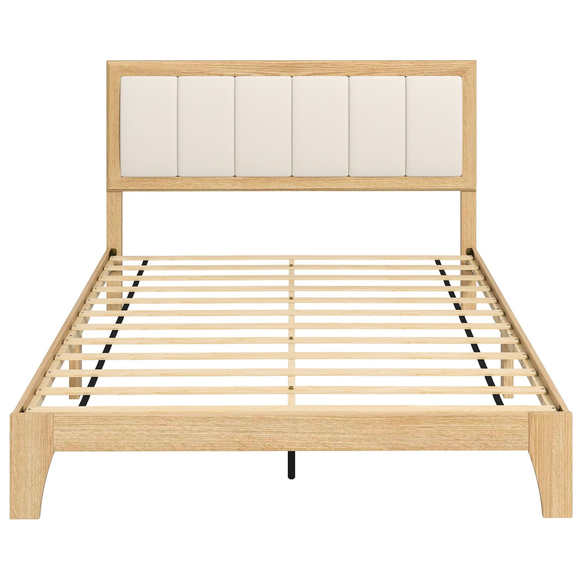 HOMCOM Full Bed Frame with Headboard Full Size Platform Bed Frame with Wooden Slats No Box Spring Needed Easy Assembly Oak - Comfortable Living Decor
