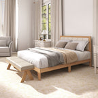 HOMCOM Full Bed Frame with Headboard Full Size Platform Bed Frame with Wooden Slats No Box Spring Needed Easy Assembly Oak - Comfortable Living Decor