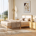 HOMCOM Full Bed Frame with Headboard Full Size Platform Bed Frame with Wooden Slats No Box Spring Needed Easy Assembly Oak - Comfortable Living Decor