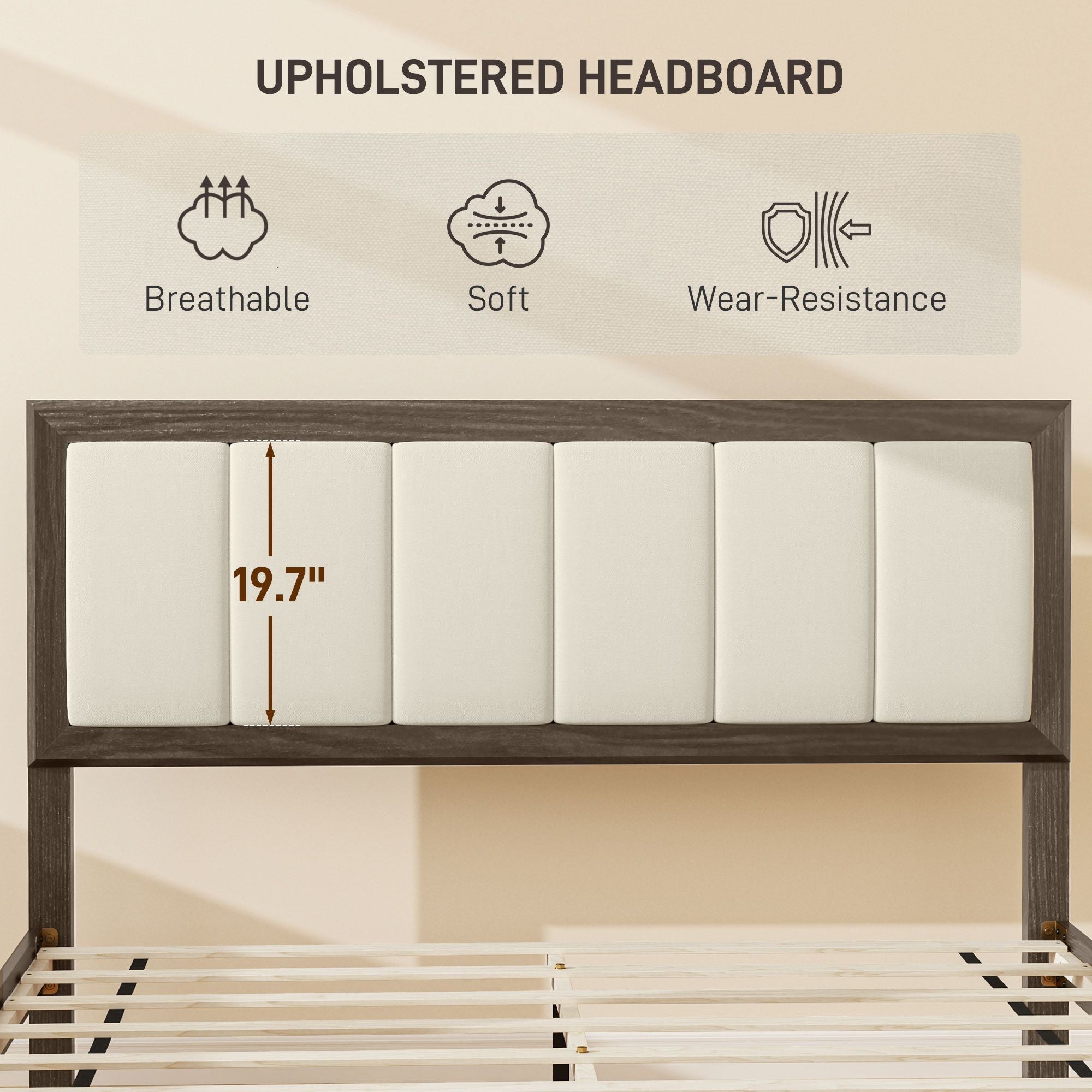 HOMCOM Full Bed Frame with Headboard Full Size Platform Bed Frame with Wooden Slats No Box Spring Needed Easy Assembly Walnut - Comfortable Living Decor