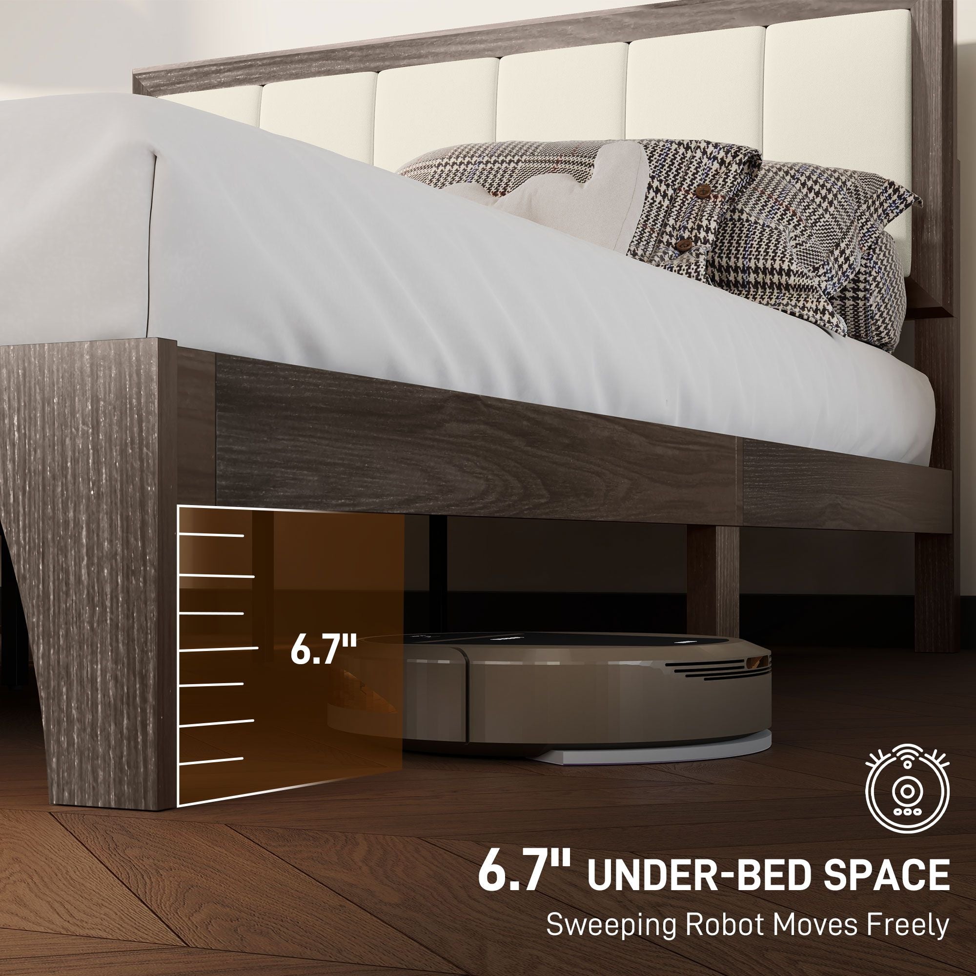 HOMCOM Full Bed Frame with Headboard Full Size Platform Bed Frame with Wooden Slats No Box Spring Needed Easy Assembly Walnut - Comfortable Living Decor