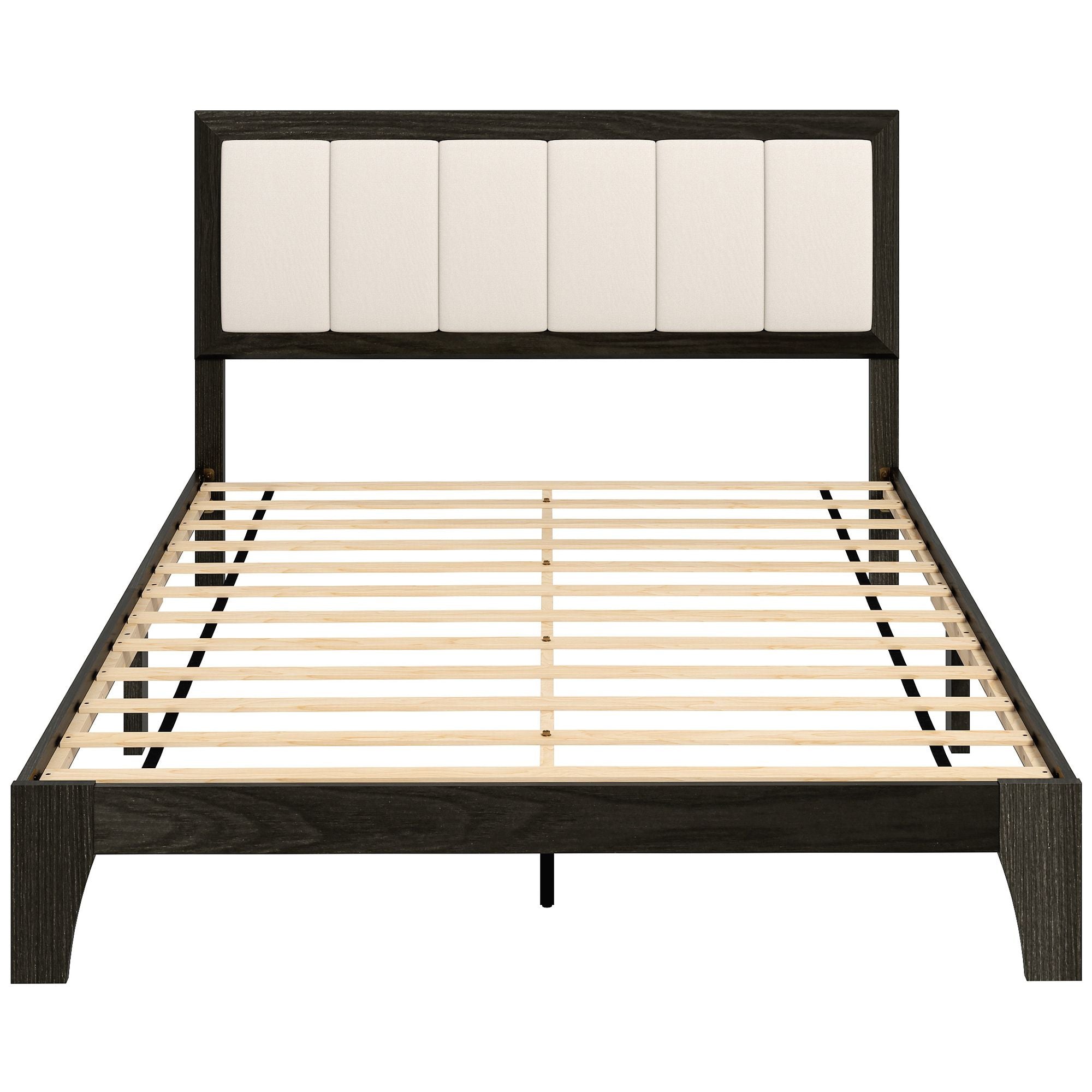 HOMCOM Full Bed Frame with Headboard Full Size Platform Bed Frame with Wooden Slats No Box Spring Needed Easy Assembly Walnut - Comfortable Living Decor