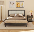 HOMCOM Full Bed Frame with Headboard Full Size Platform Bed Frame with Wooden Slats No Box Spring Needed Easy Assembly Walnut - Comfortable Living Decor