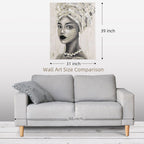 HOMCOM Hand - Painted Gold African Woman Canvas Wall Art for Home Decor 39.25 x 31.5 - Comfortable Living Decor
