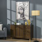 HOMCOM Hand - Painted Gold African Woman Canvas Wall Art for Home Decor 39.25 x 31.5 - Comfortable Living Decor