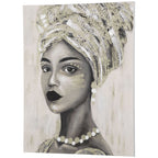 HOMCOM Hand - Painted Gold African Woman Canvas Wall Art for Home Decor 39.25 x 31.5 - Comfortable Living Decor