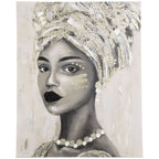 HOMCOM Hand - Painted Gold African Woman Canvas Wall Art for Home Decor 39.25 x 31.5 - Comfortable Living Decor